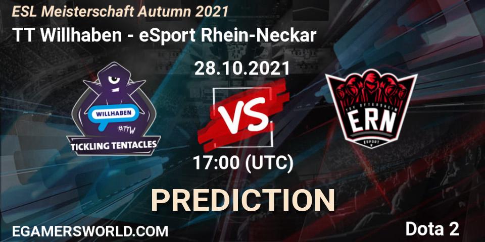 Prognose für das Spiel TT Willhaben VS eSport Rhein-Neckar. 28.10.2021 at 17:02. Dota 2 - ESL Meisterschaft Autumn 2021