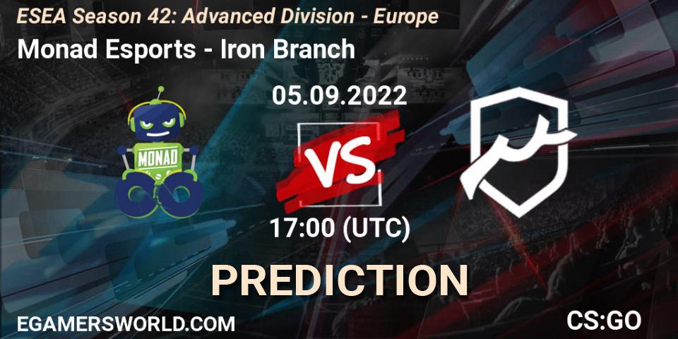 Prognose für das Spiel Monad Esports VS Iron Branch. 05.09.22. CS2 (CS:GO) - ESEA Season 42: Advanced Division - Europe