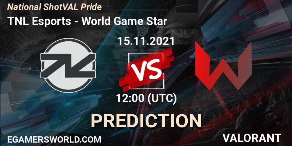 Prognose für das Spiel TNL Esports VS World Game Star. 15.11.2021 at 11:43. VALORANT - National ShotVAL Pride