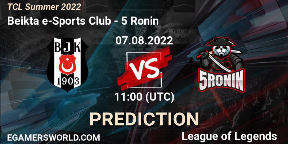 Prognose für das Spiel Beşiktaş e-Sports Club VS 5 Ronin. 06.08.2022 at 11:00. LoL - TCL Summer 2022