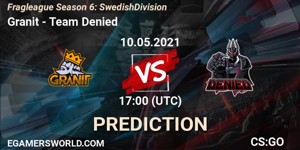Prognose für das Spiel Granit VS Team Denied. 10.05.21. CS2 (CS:GO) - Fragleague Season 6: Swedish Division