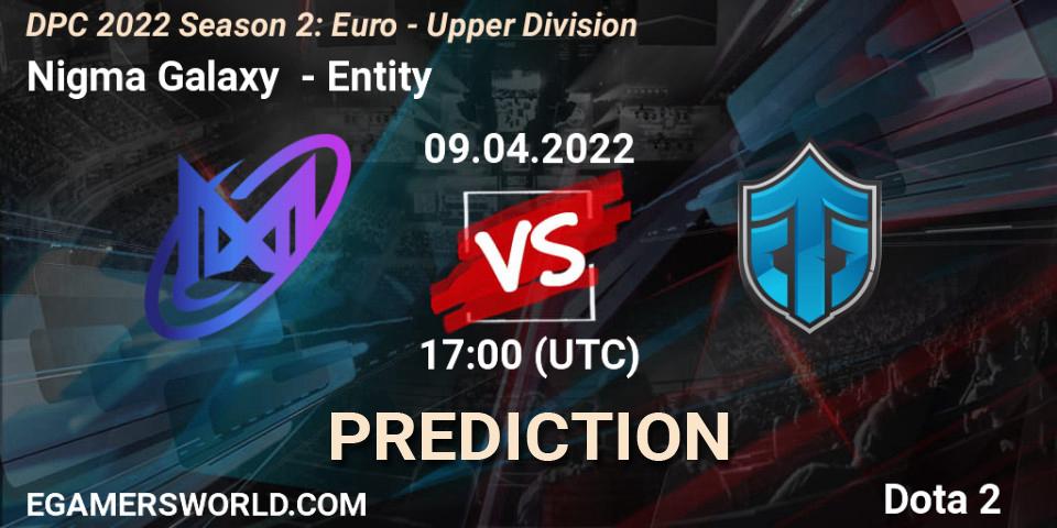 Prognose für das Spiel Nigma Galaxy VS Entity. 09.04.22. Dota 2 - DPC 2021/2022 Tour 2 (Season 2): WEU (Euro) Divison I (Upper) - DreamLeague Season 17