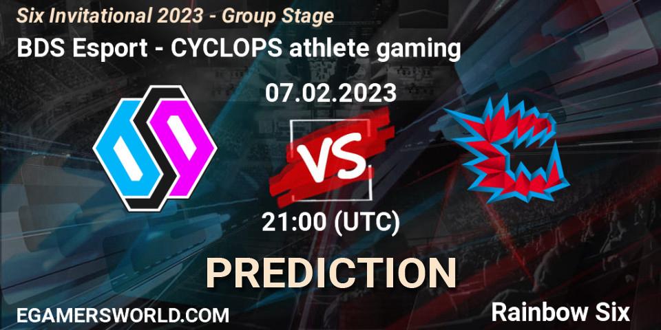 Prognose für das Spiel BDS Esport VS CYCLOPS athlete gaming. 07.02.23. Rainbow Six - Six Invitational 2023 - Group Stage