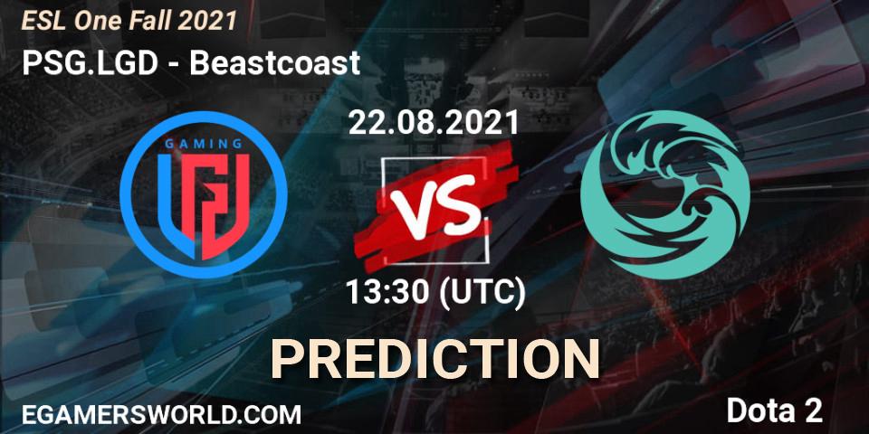Prognose für das Spiel PSG.LGD VS Beastcoast. 22.08.2021 at 13:25. Dota 2 - ESL One Fall 2021