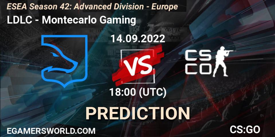 Prognose für das Spiel LDLC VS Montecarlo Gaming. 14.09.2022 at 18:00. Counter-Strike (CS2) - ESEA Season 42: Advanced Division - Europe