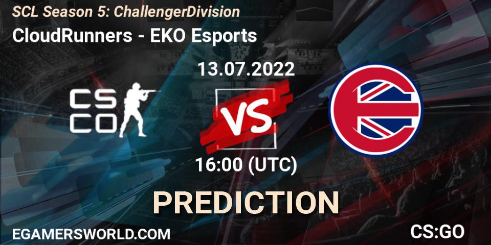Prognose für das Spiel CloudRunners VS EKO Esports. 13.07.2022 at 16:00. Counter-Strike (CS2) - SCL Season 5: Challenger Division