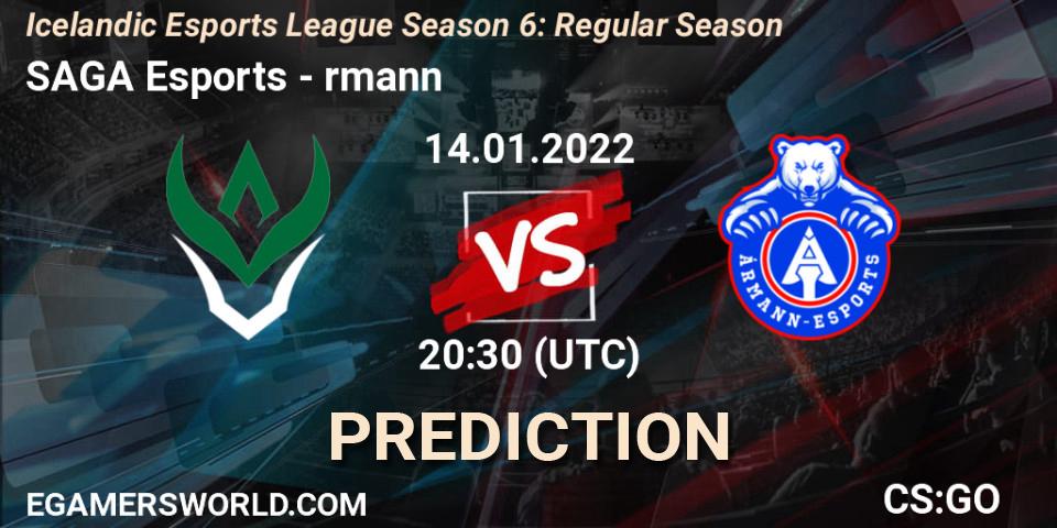 Prognose für das Spiel SAGA Esports VS Ármann. 14.01.2022 at 20:30. Counter-Strike (CS2) - Icelandic Esports League Season 6: Regular Season