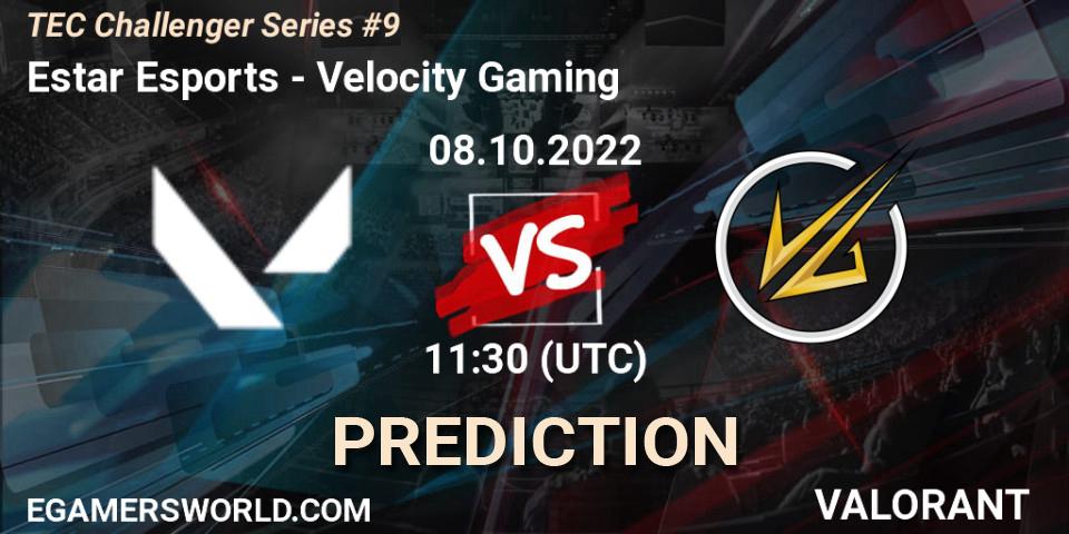 Prognose für das Spiel Estar Esports VS Velocity Gaming. 08.10.2022 at 13:30. VALORANT - TEC Challenger Series #9