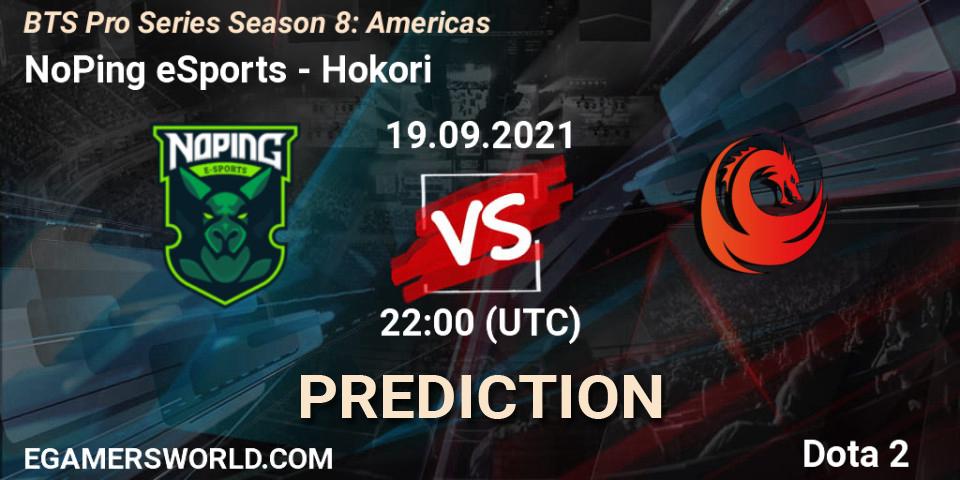 Prognose für das Spiel NoPing eSports VS Hokori. 19.09.2021 at 21:40. Dota 2 - BTS Pro Series Season 8: Americas
