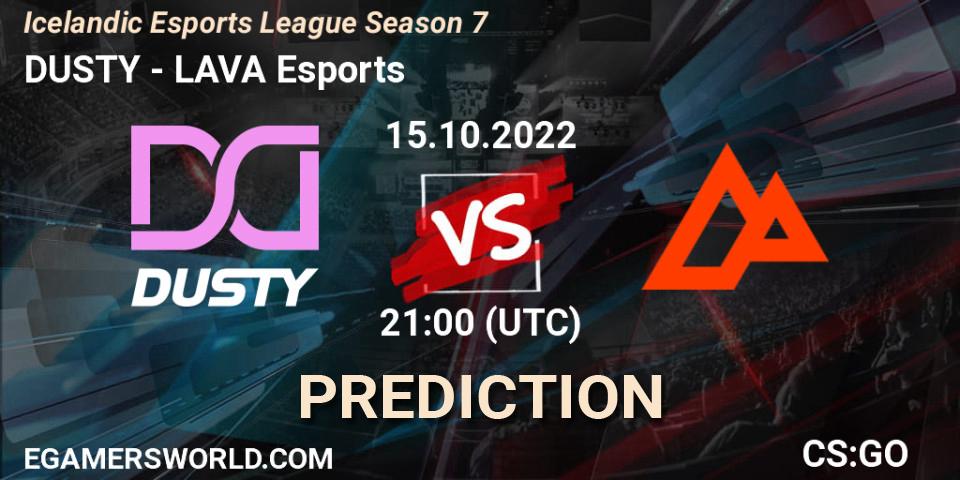 Prognose für das Spiel DUSTY VS LAVA Esports. 15.10.2022 at 21:00. Counter-Strike (CS2) - Icelandic Esports League Season 7