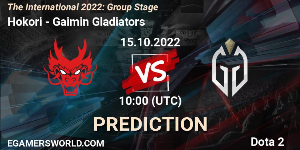 Prognose für das Spiel Hokori VS Gaimin Gladiators. 15.10.22. Dota 2 - The International 2022: Group Stage