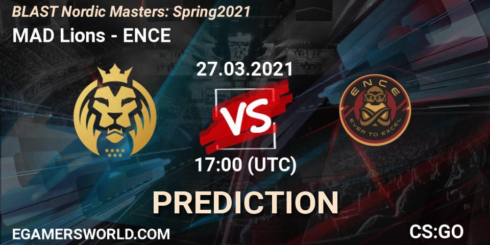Prognose für das Spiel MAD Lions VS ENCE. 27.03.2021 at 17:05. Counter-Strike (CS2) - BLAST Nordic Masters: Spring 2021