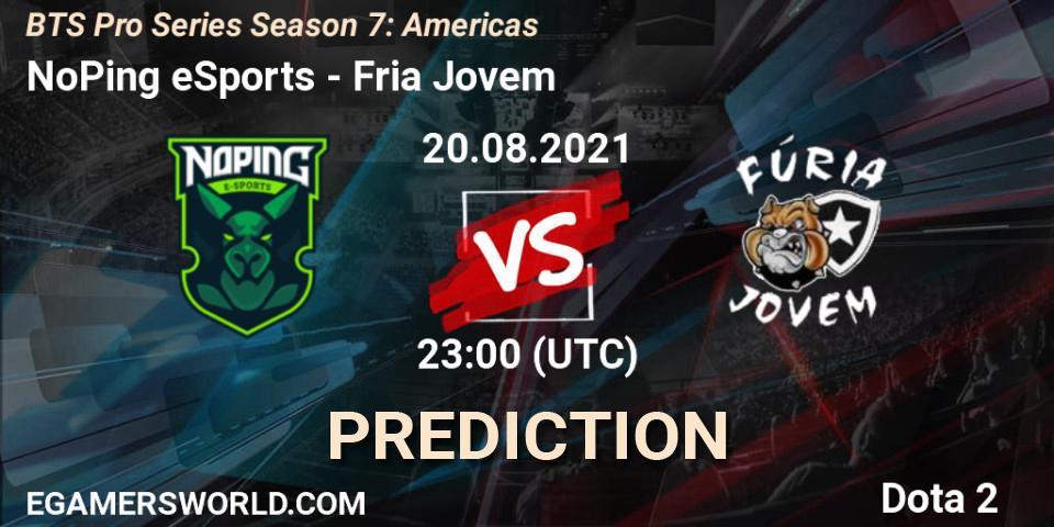 Prognose für das Spiel NoPing eSports VS Fúria Jovem. 20.08.2021 at 22:35. Dota 2 - BTS Pro Series Season 7: Americas