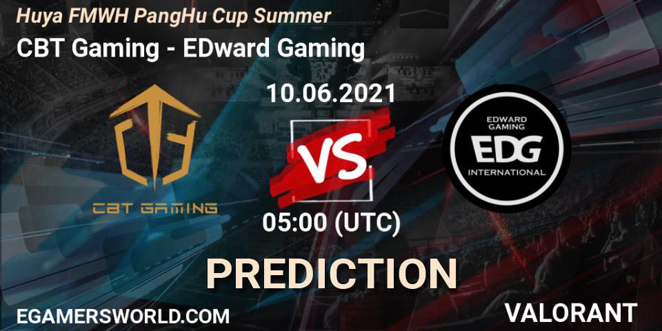 Prognose für das Spiel CBT Gaming VS EDward Gaming. 10.06.2021 at 05:00. VALORANT - Huya FMWH PangHu Cup Summer
