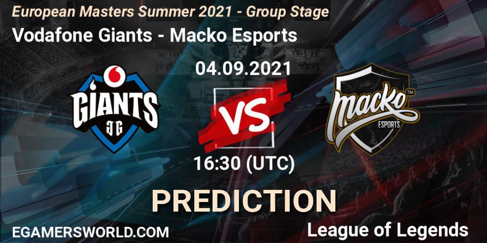 Prognose für das Spiel Vodafone Giants VS Macko Esports. 04.09.21. LoL - European Masters Summer 2021 - Group Stage