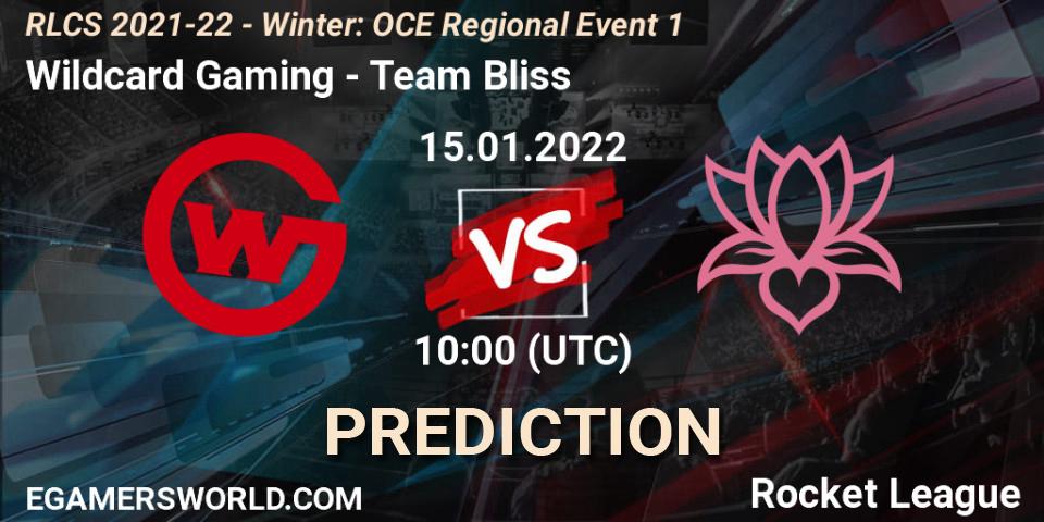 Prognose für das Spiel Wildcard Gaming VS Team Bliss. 15.01.22. Rocket League - RLCS 2021-22 - Winter: OCE Regional Event 1