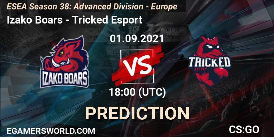 Prognose für das Spiel Izako Boars VS Tricked Esport. 01.09.2021 at 18:00. Counter-Strike (CS2) - ESEA Season 38: Advanced Division - Europe