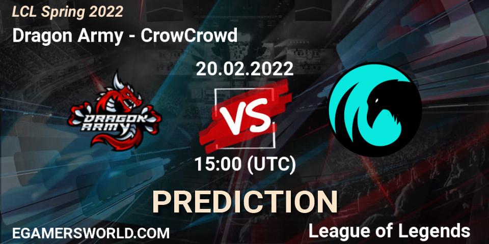 Prognose für das Spiel Dragon Army VS CrowCrowd. 20.02.22. LoL - LCL Spring 2022