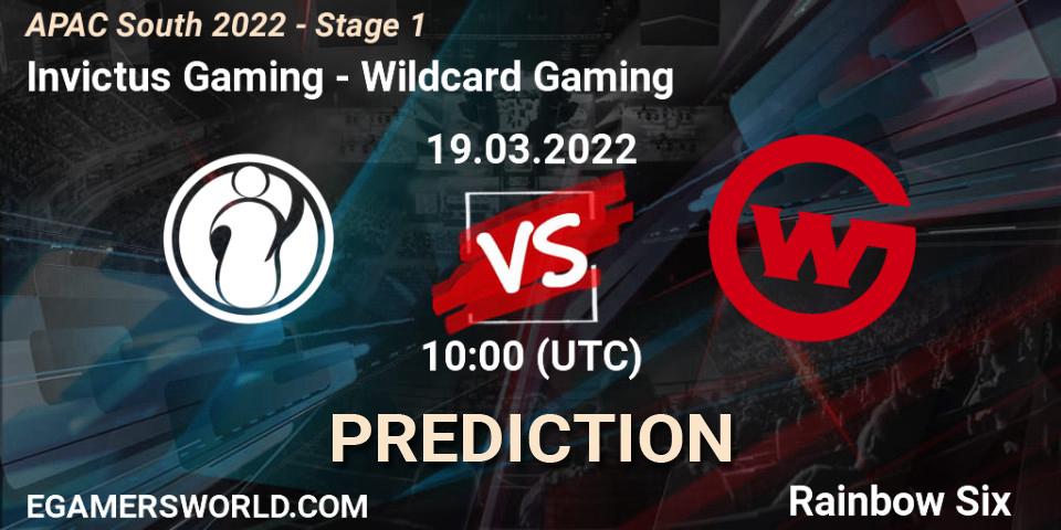 Prognose für das Spiel Invictus Gaming VS Wildcard Gaming. 19.03.2022 at 09:40. Rainbow Six - APAC South 2022 - Stage 1