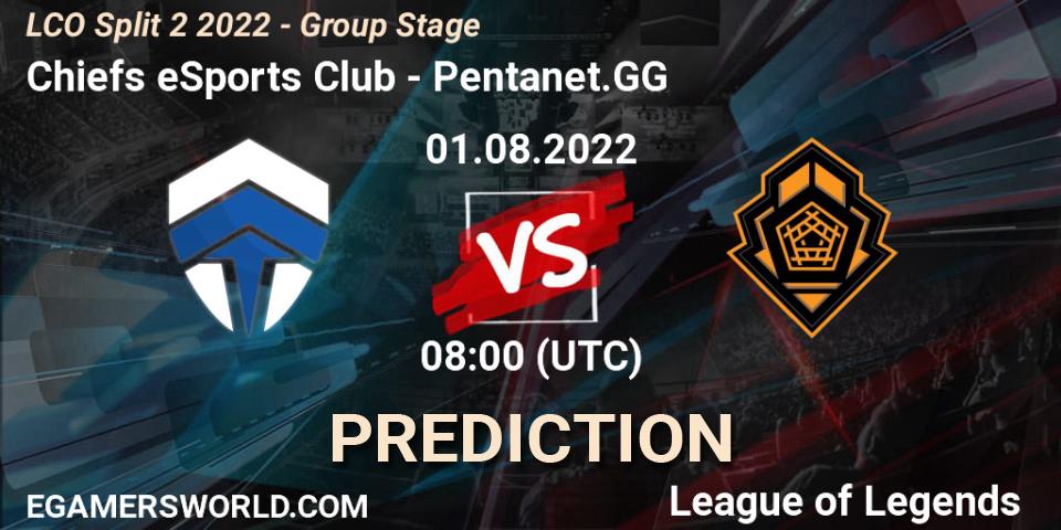 Prognose für das Spiel Chiefs eSports Club VS Pentanet.GG. 01.08.2022 at 08:00. LoL - LCO Split 2 2022 - Group Stage