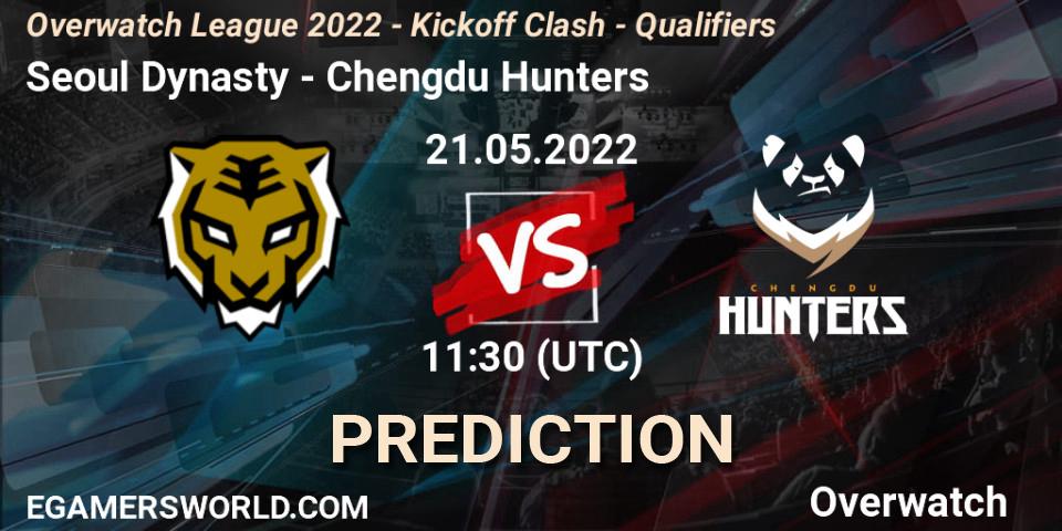Prognose für das Spiel Seoul Dynasty VS Chengdu Hunters. 22.05.2022 at 11:10. Overwatch - Overwatch League 2022 - Kickoff Clash - Qualifiers