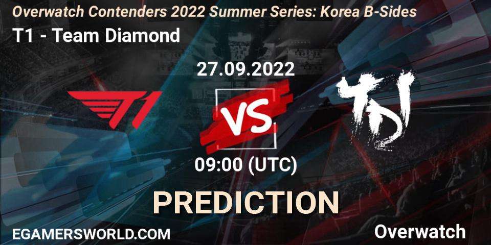 Prognose für das Spiel T1 VS Team Diamond. 27.09.22. Overwatch - Overwatch Contenders 2022 Summer Series: Korea B-Sides