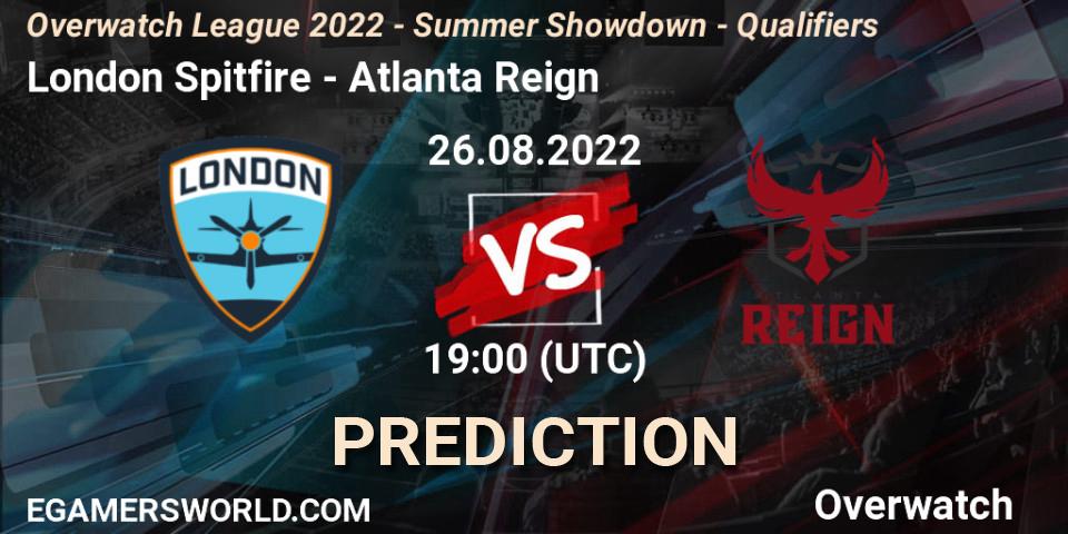 Prognose für das Spiel London Spitfire VS Atlanta Reign. 26.08.22. Overwatch - Overwatch League 2022 - Summer Showdown - Qualifiers