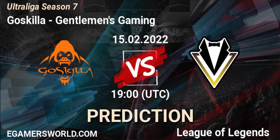 Prognose für das Spiel Goskilla VS Gentlemen's Gaming. 15.02.2022 at 19:00. LoL - Ultraliga Season 7