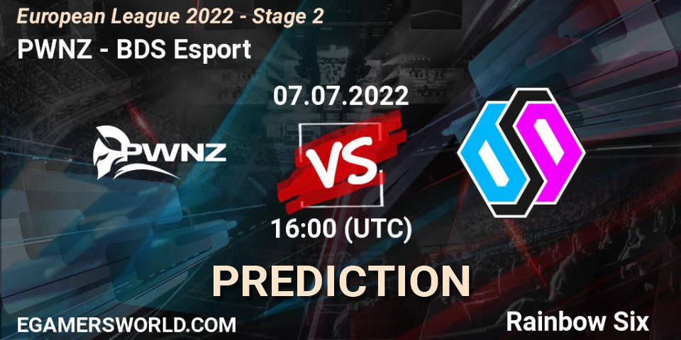 Prognose für das Spiel PWNZ VS BDS Esport. 07.07.2022 at 19:00. Rainbow Six - European League 2022 - Stage 2