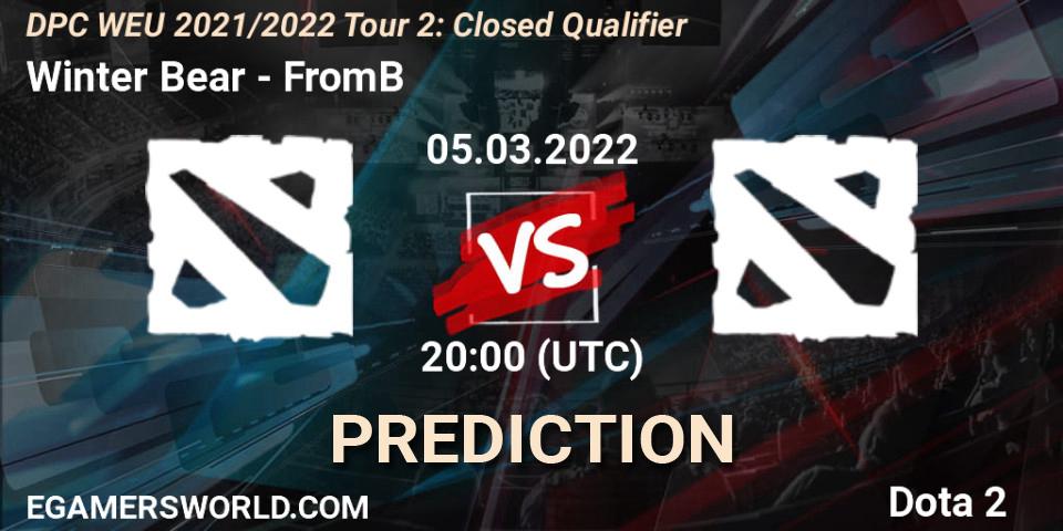 Prognose für das Spiel Winter Bear VS FromB. 05.03.2022 at 20:03. Dota 2 - DPC WEU 2021/2022 Tour 2: Closed Qualifier