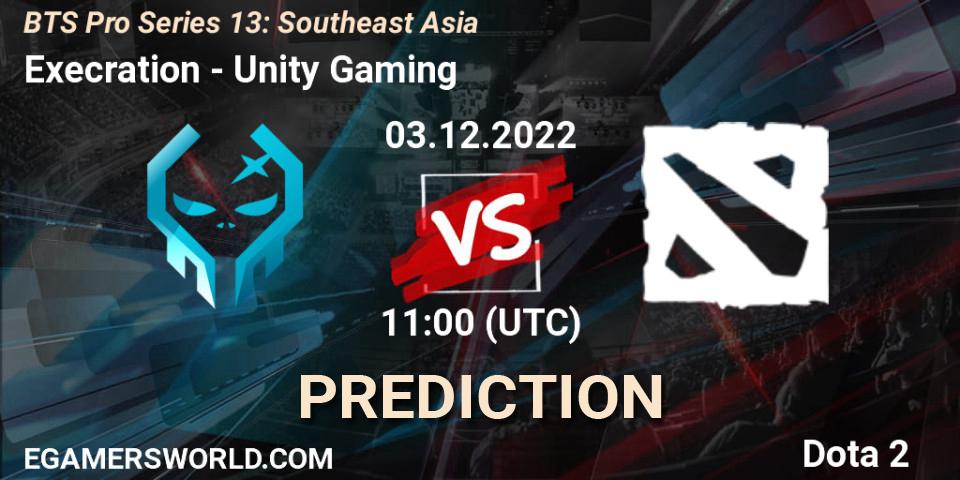 Prognose für das Spiel Execration VS Unity Gaming. 03.12.22. Dota 2 - BTS Pro Series 13: Southeast Asia