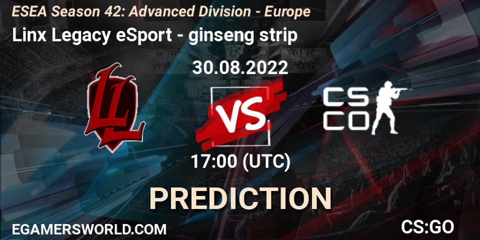 Prognose für das Spiel Linx Legacy eSport VS ginseng strip. 30.08.2022 at 17:00. Counter-Strike (CS2) - ESEA Season 42: Advanced Division - Europe