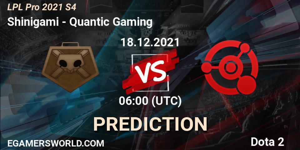 Prognose für das Spiel Shinigami VS Quantic Gaming. 18.12.2021 at 06:19. Dota 2 - LPL Pro 2021 S4