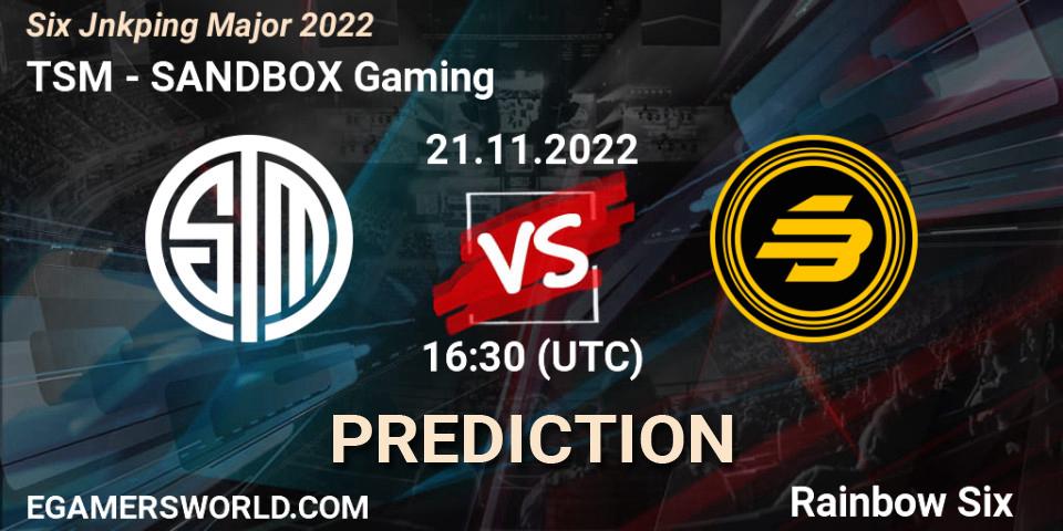 Prognose für das Spiel TSM VS SANDBOX Gaming. 23.11.22. Rainbow Six - Six Jönköping Major 2022