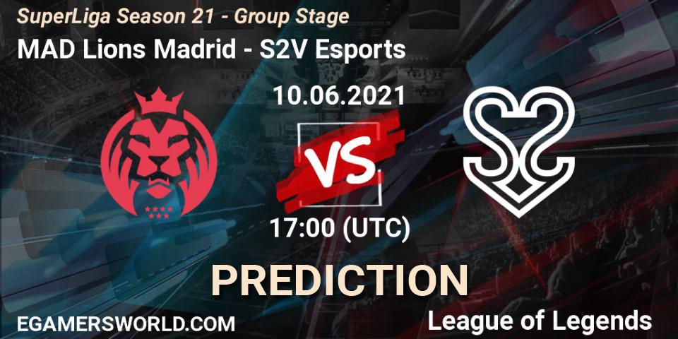 Prognose für das Spiel MAD Lions Madrid VS S2V Esports. 10.06.21. LoL - SuperLiga Season 21 - Group Stage 