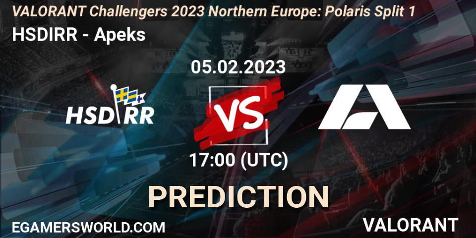 Prognose für das Spiel HSDIRR VS Apeks. 05.02.23. VALORANT - VALORANT Challengers 2023 Northern Europe: Polaris Split 1