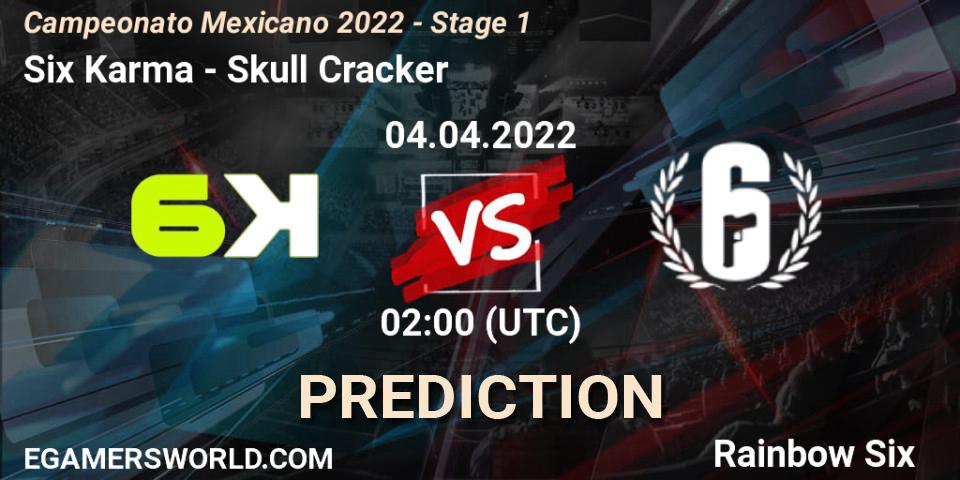Prognose für das Spiel Six Karma VS Skull Cracker. 04.04.2022 at 02:00. Rainbow Six - Campeonato Mexicano 2022 - Stage 1