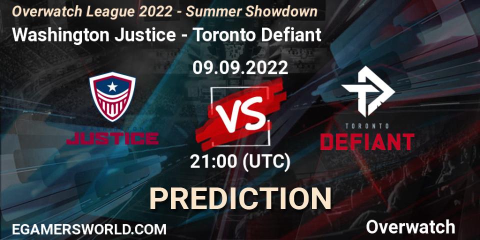 Prognose für das Spiel Washington Justice VS Toronto Defiant. 09.09.22. Overwatch - Overwatch League 2022 - Summer Showdown