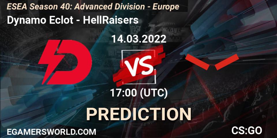 Prognose für das Spiel Dynamo Eclot VS HellRaisers. 14.03.22. CS2 (CS:GO) - ESEA Season 40: Advanced Division - Europe