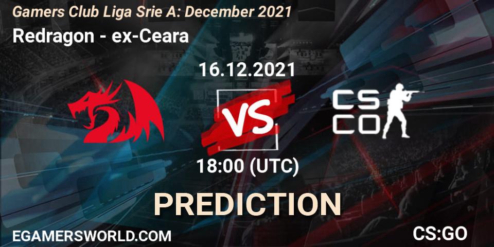 Prognose für das Spiel Redragon VS ex-Ceara. 16.12.2021 at 18:00. Counter-Strike (CS2) - Gamers Club Liga Série A: December 2021