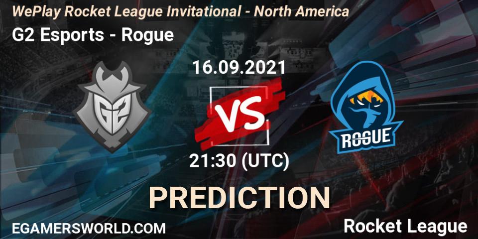 Prognose für das Spiel G2 Esports VS Rogue. 16.09.21. Rocket League - WePlay Rocket League Invitational - North America