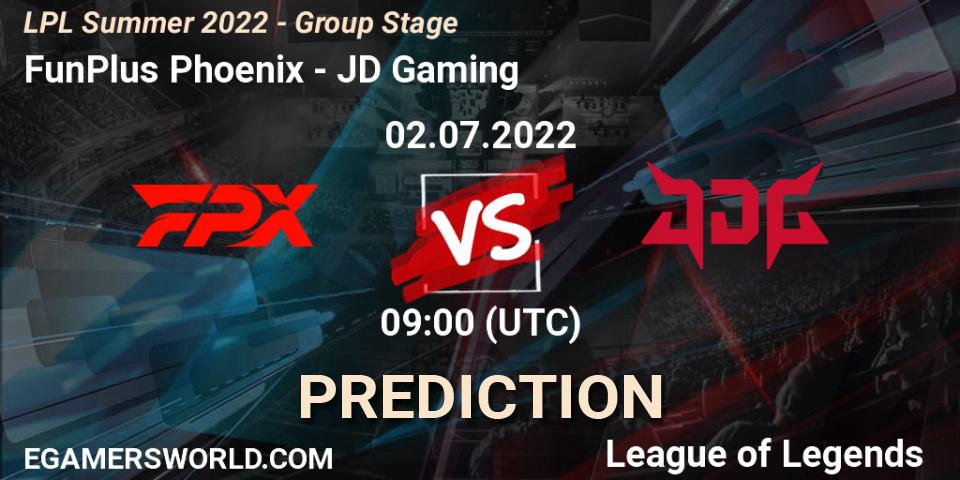 Prognose für das Spiel FunPlus Phoenix VS JD Gaming. 02.07.22. LoL - LPL Summer 2022 - Group Stage