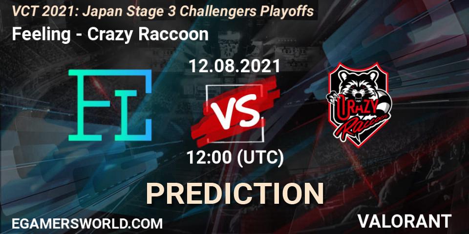 Prognose für das Spiel Feeling VS Crazy Raccoon. 12.08.2021 at 12:00. VALORANT - VCT 2021: Japan Stage 3 Challengers Playoffs