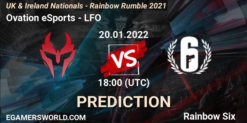 Prognose für das Spiel Ovation eSports VS LFO. 25.01.2022 at 18:00. Rainbow Six - UK & Ireland Nationals - Rainbow Rumble 2021