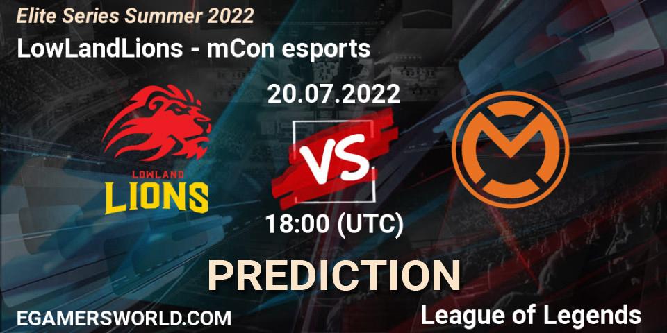 Prognose für das Spiel LowLandLions VS mCon esports. 20.07.22. LoL - Elite Series Summer 2022