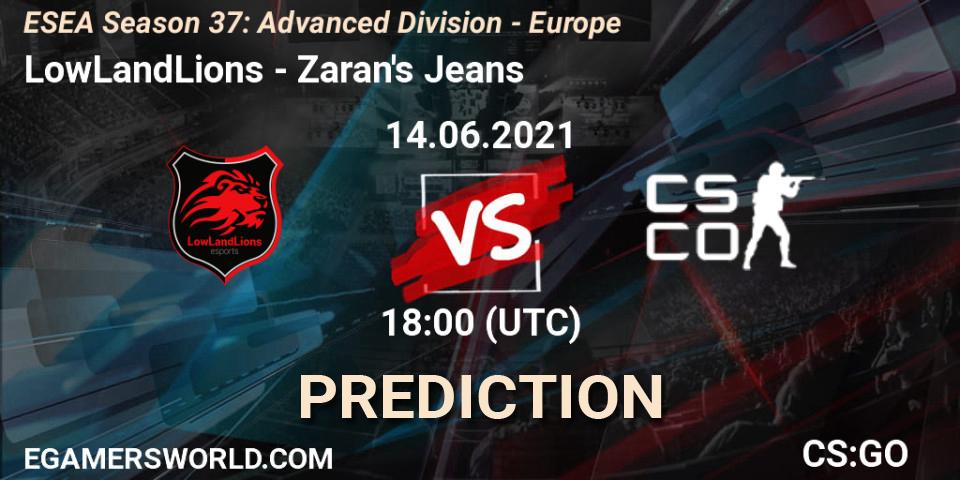 Prognose für das Spiel LowLandLions VS Zaran's Jeans. 14.06.21. CS2 (CS:GO) - ESEA Season 37: Advanced Division - Europe