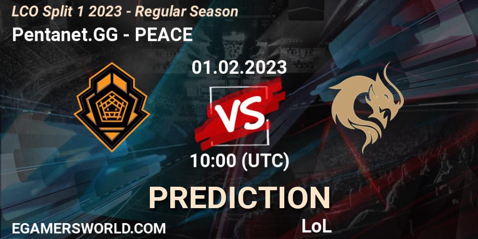 Prognose für das Spiel Pentanet.GG VS PEACE. 01.02.23. LoL - LCO Split 1 2023 - Regular Season