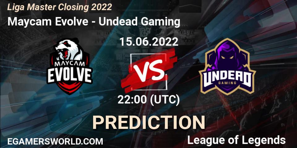Prognose für das Spiel Maycam Evolve VS Undead Gaming. 15.06.2022 at 22:00. LoL - Liga Master Closing 2022