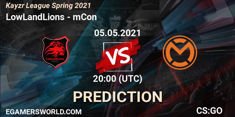 Prognose für das Spiel LowLandLions VS mCon. 05.05.2021 at 20:00. Counter-Strike (CS2) - Kayzr League Spring 2021