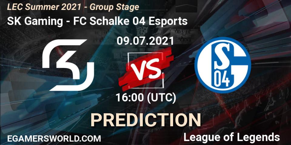 Prognose für das Spiel SK Gaming VS FC Schalke 04 Esports. 09.07.2021 at 16:00. LoL - LEC Summer 2021 - Group Stage